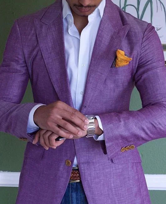 Mens Tailored Fit Jacket Peak Lapel