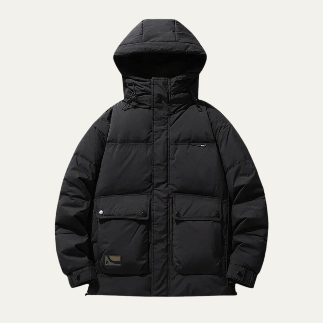 Mens Down Puffer Jacket Thick Insulated Hooded Winter
