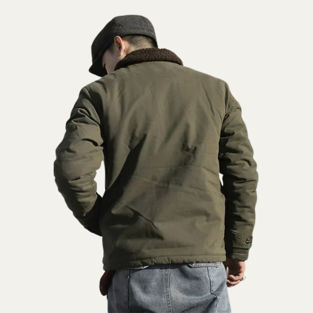 Mens Military Cotton Jacket Sherpa Lined Vintage Style