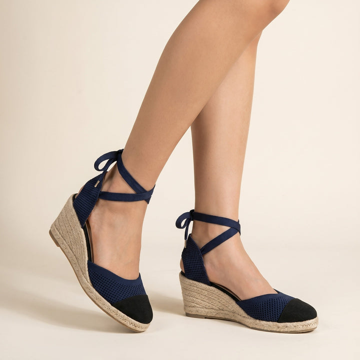 Lena | Women's Espadrille Wedge Sandals - navy