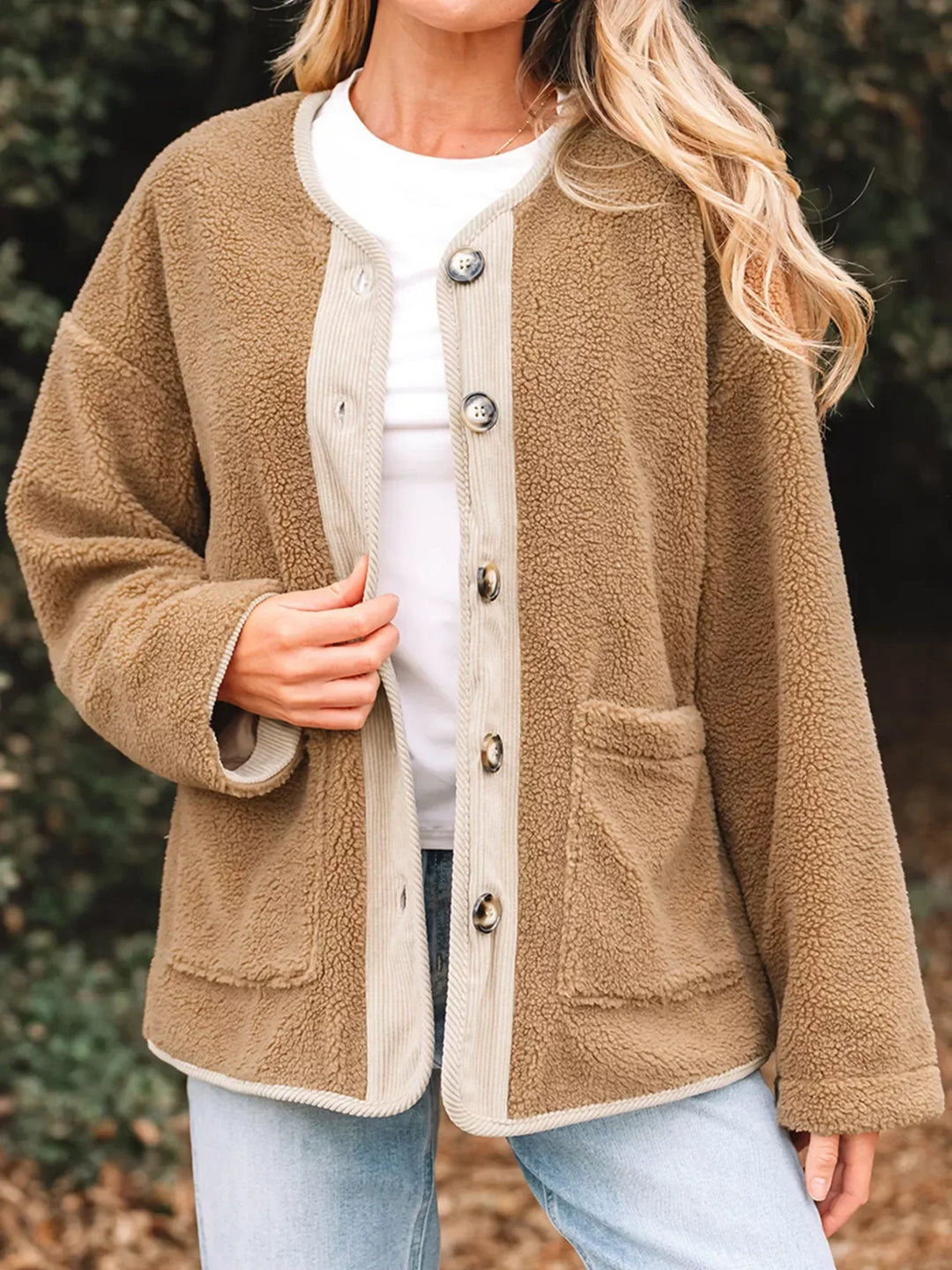 Womens Teddy Coat Soft Fleece Button Front - BritishMode