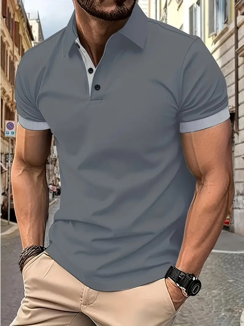 Mens Casual Shirt Colorblock Pattern Regular Fit