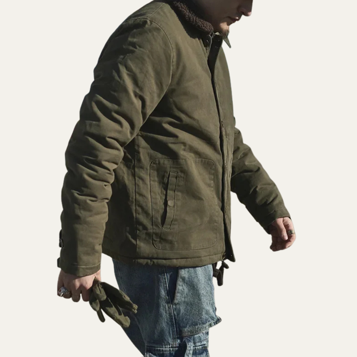 Mens Military Cotton Jacket Sherpa Lined Vintage Style