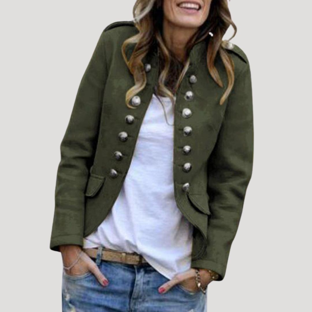 Womens Button Down Jacket Army Style Classic Fit - BritishMode