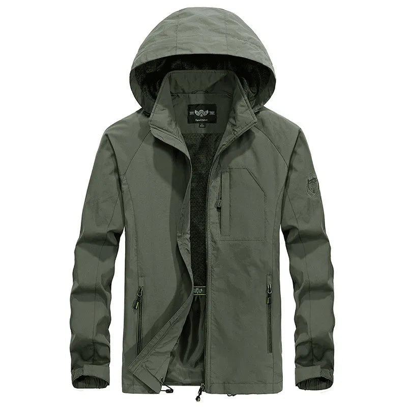 Mens Waterproof Outdoor Jacket with Detachable Hood All-Weather - BritishMode