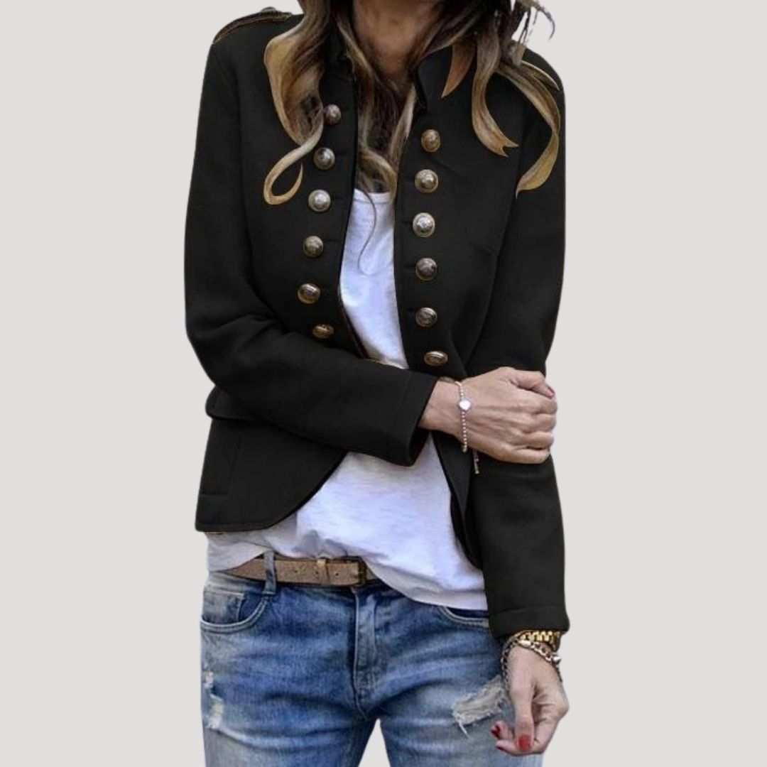 Womens Button Down Jacket Army Style Classic Fit