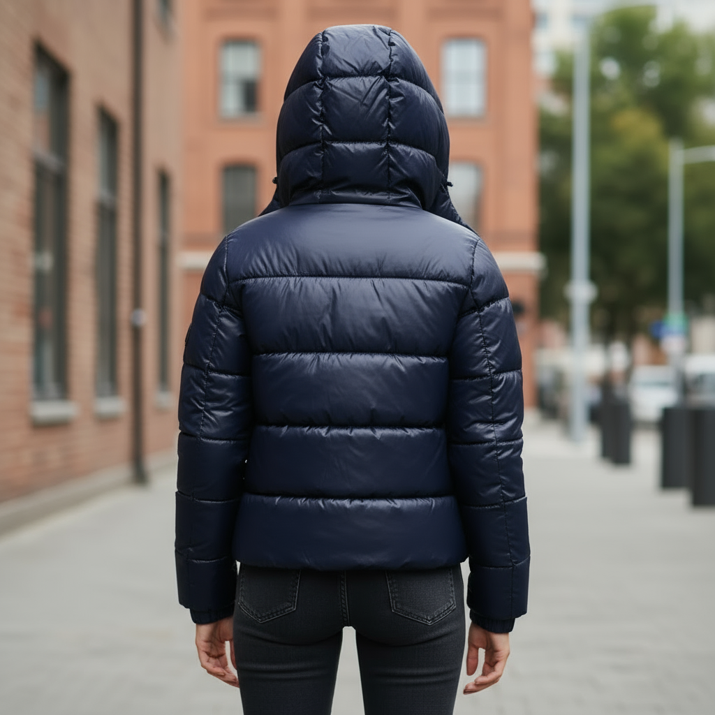 Womens Quilted Puffer Jacket with Hooded Design