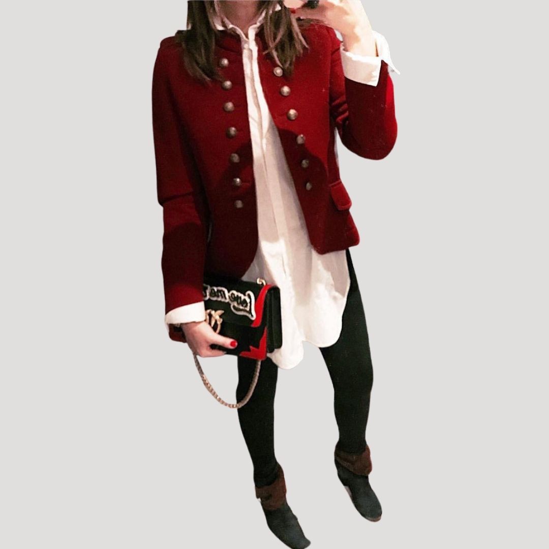 Womens Button Down Jacket Army Style Classic Fit