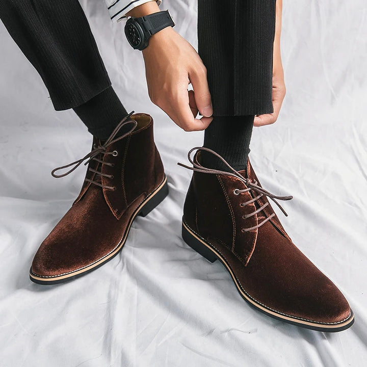 Mens Formal Leather Boots Lace-Up Classic Fit