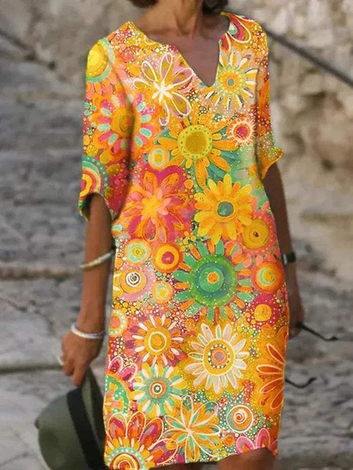 Womens Floral Summer Dress Lightweight Fit