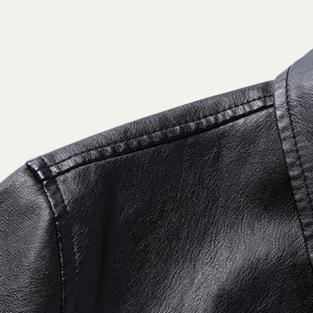 Mens Leather Button-Up Jacket Winter Style