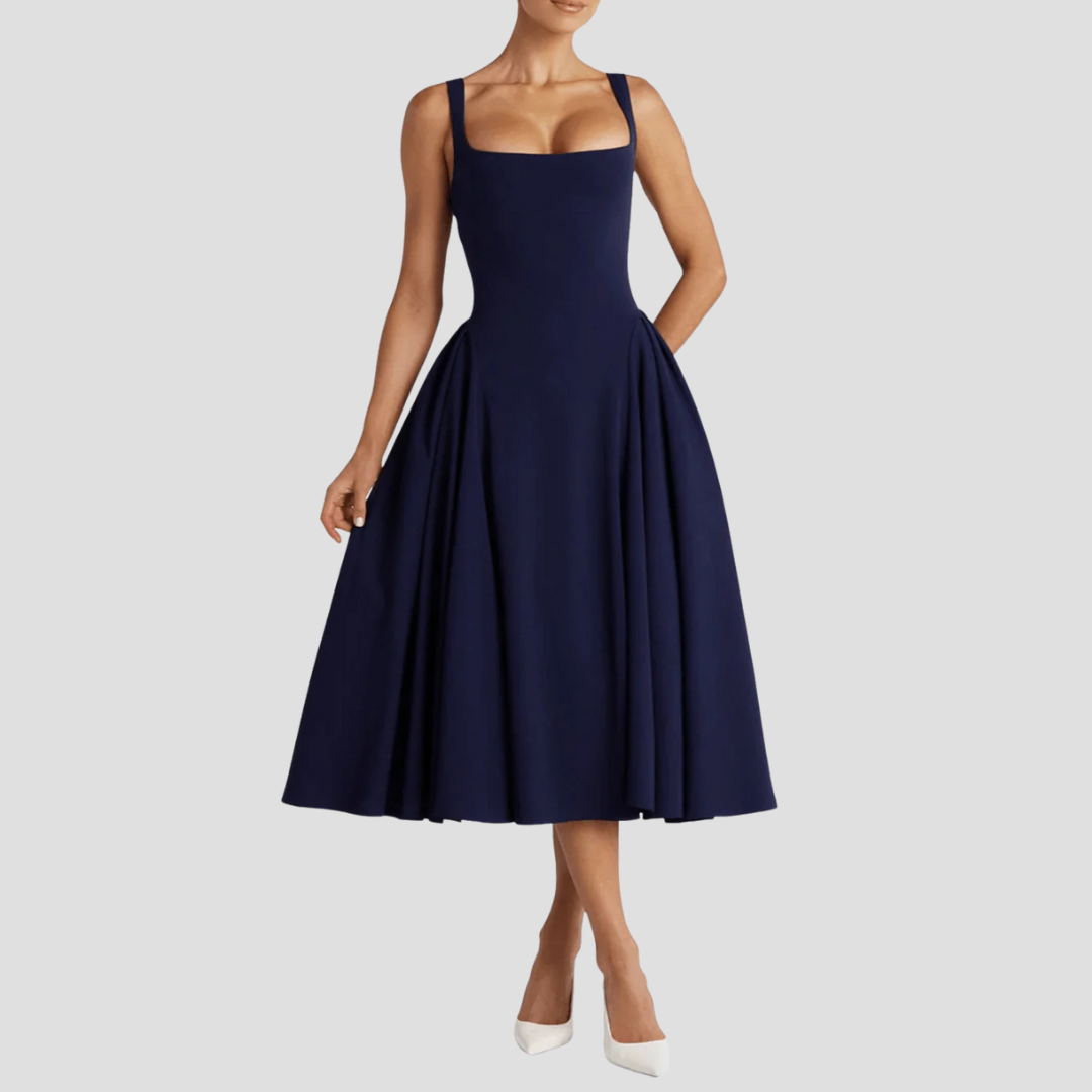 Womens Flared Waist Dress Elegant Fit - BritishMode