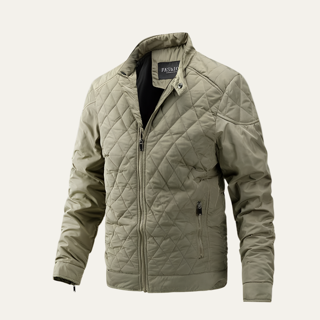 Mens Quilted Coat with Stand Collar Winter Outerwear
