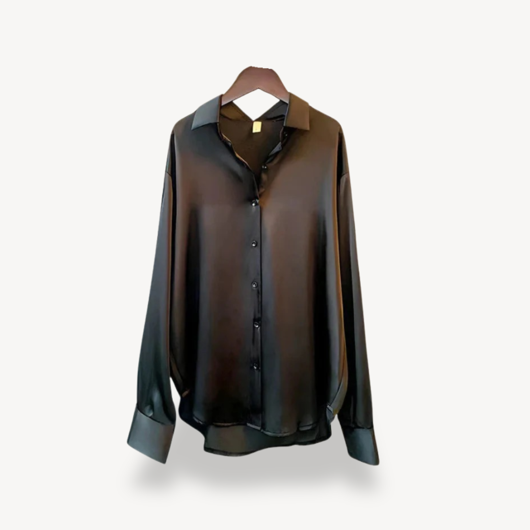 Womens Blouse Silk-Like Fabric Long Sleeve