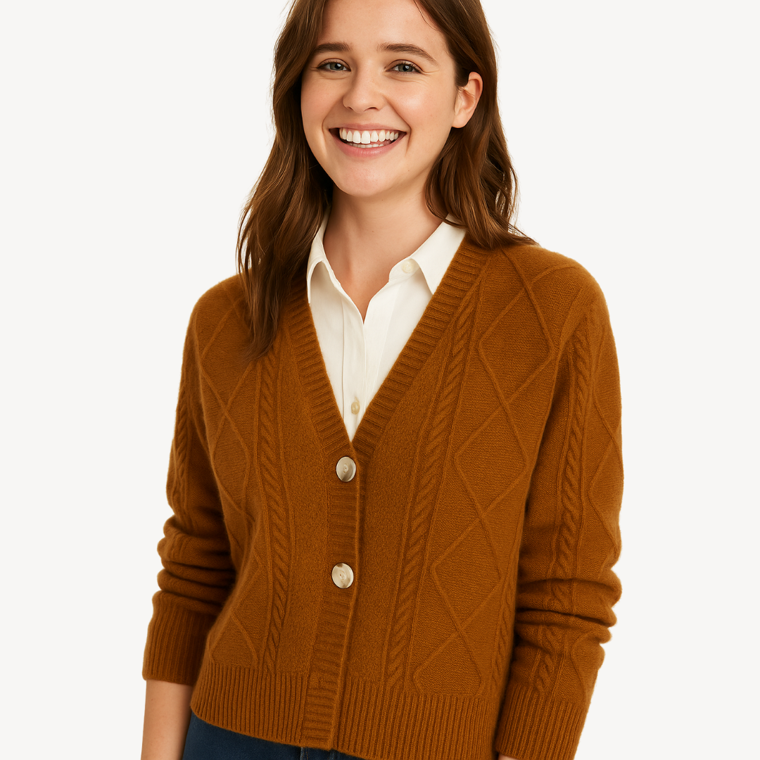 Womens Knit Cardigan Button-Front Regular Fit - BritishMode