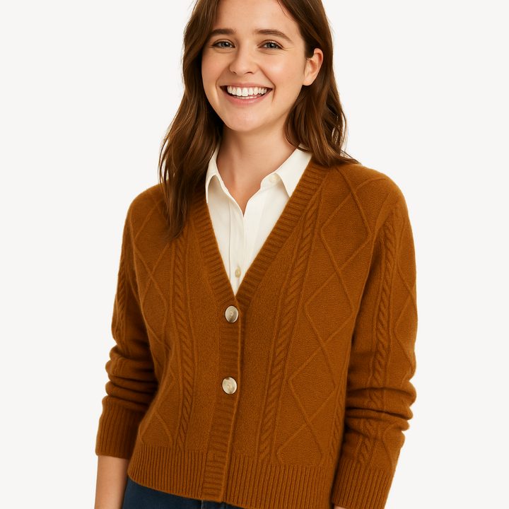 Womens Knit Cardigan Button-Front Regular Fit - BritishMode