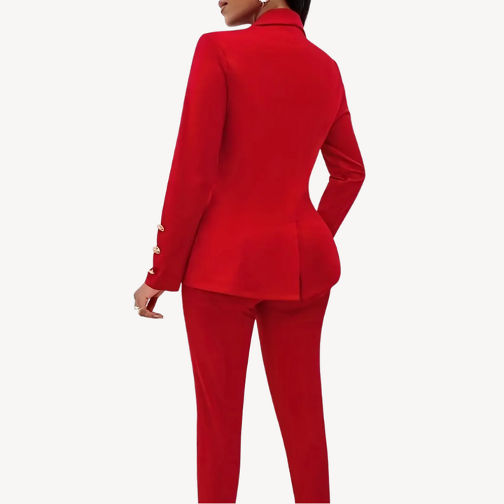 Womens Tailored Blazer and Pant Set Structured Fit