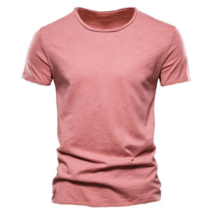 Mens Slim-Fit Cotton T-Shirt Breathable Crew Neck
