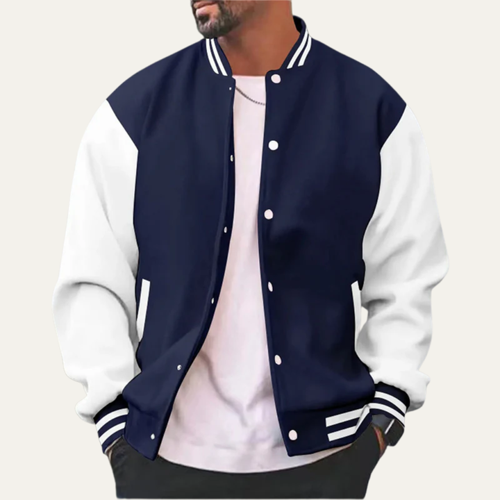 Mens Varsity Jacket with Contrast Sleeves Classic Fit