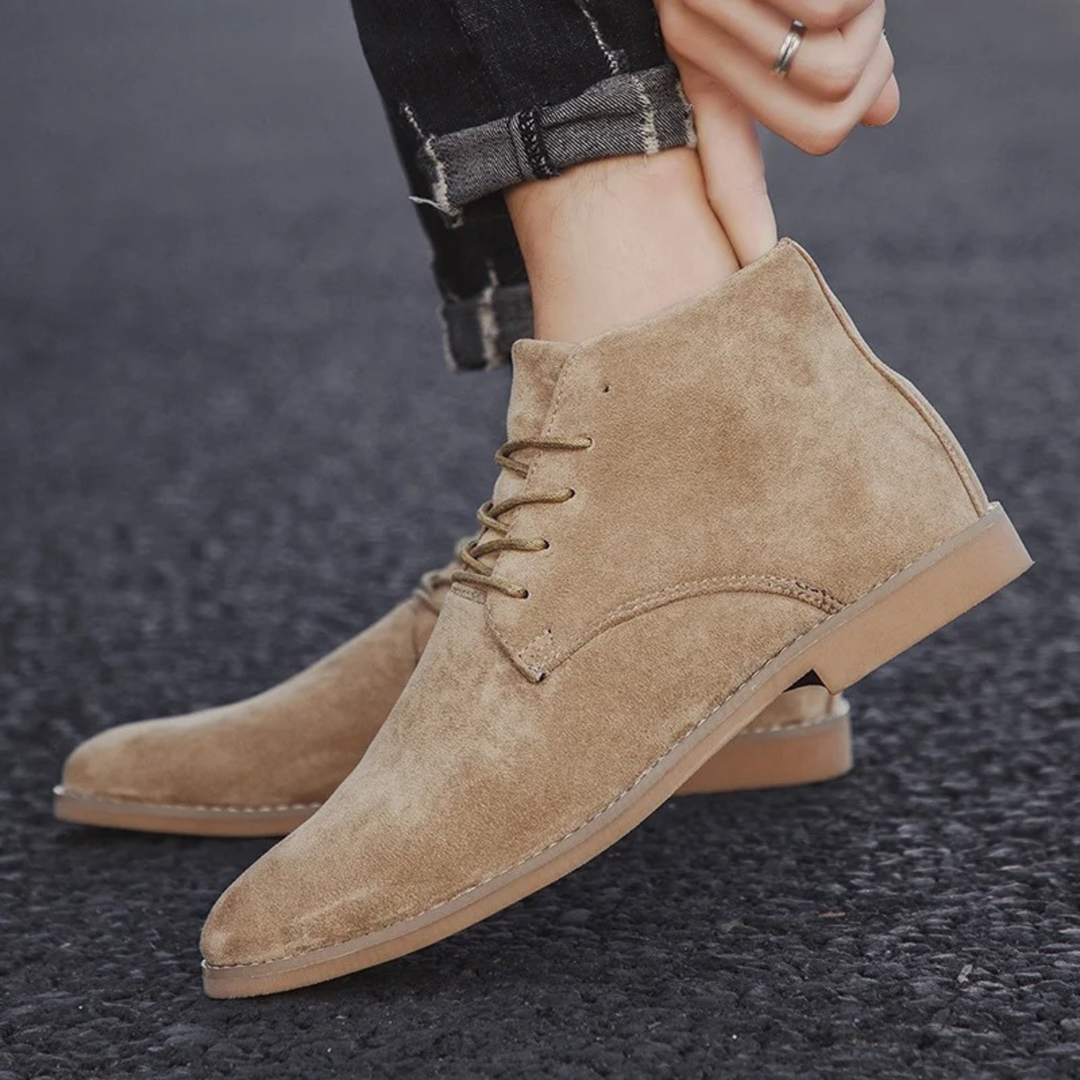 Mens Casual Suede Lace-Up Ankle Boots