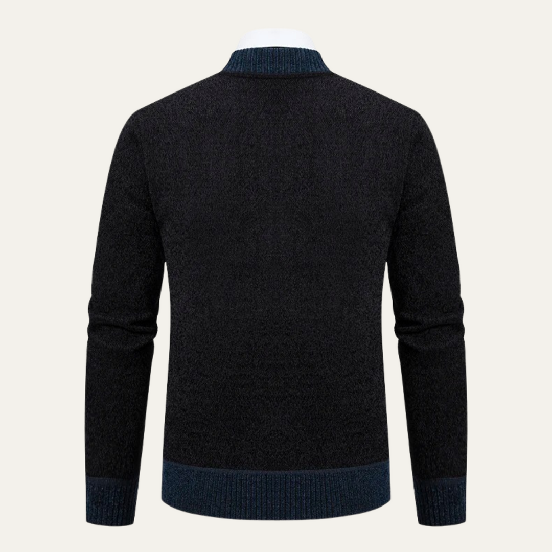 Mens Knit Zip Cardigan Embroidered Smart Fit