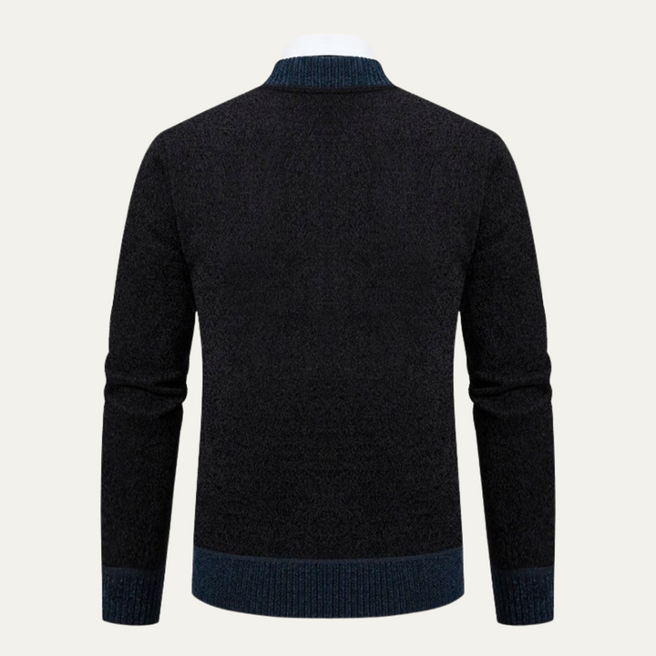 Mens Knit Zip Cardigan Embroidered Smart Fit