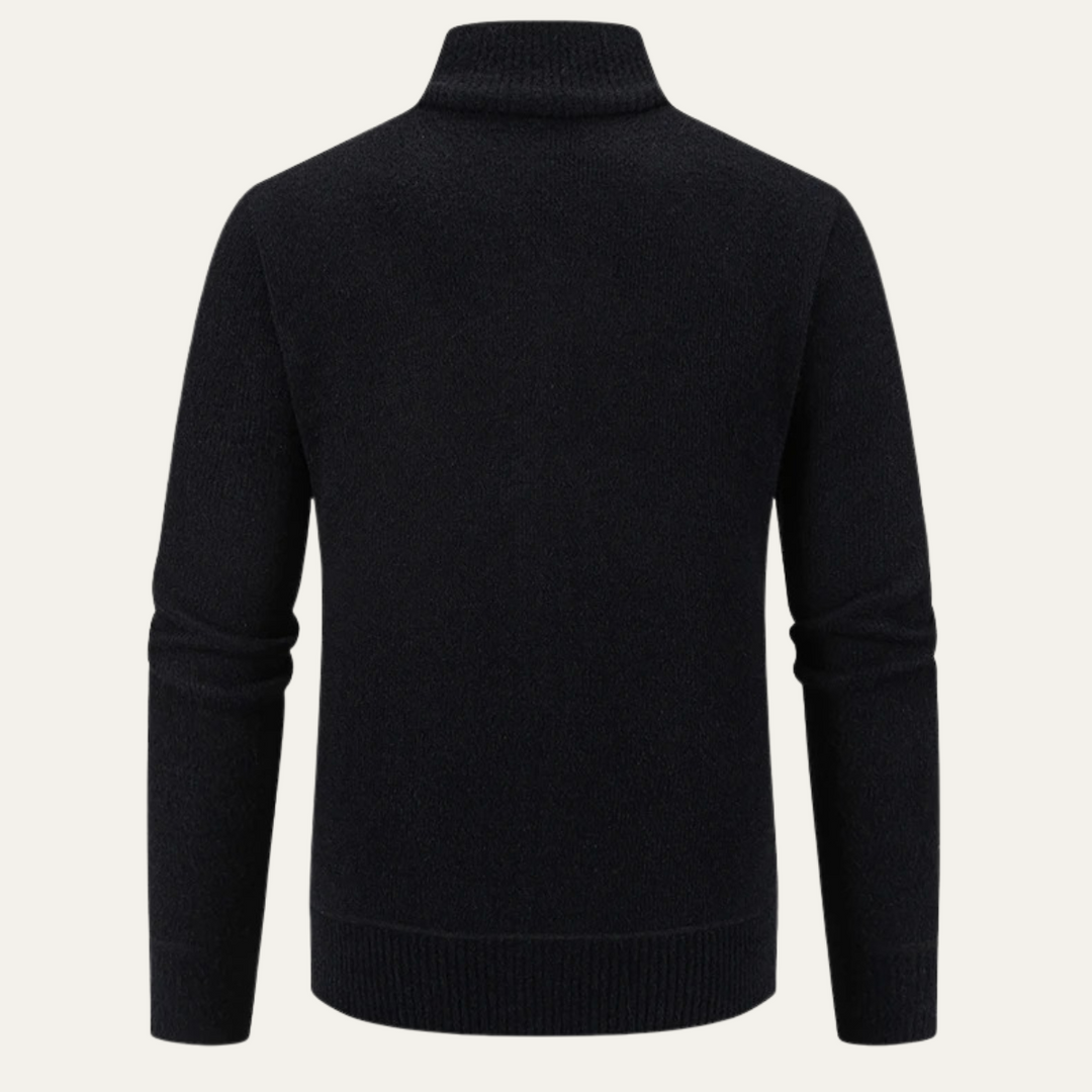 Mens Fleece Knit Zip Cardigan with Pockets Elegant Fit