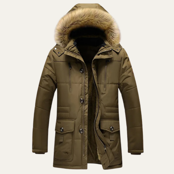Mens Waterproof Padded Parka Jacket Warm Insulated - BritishMode