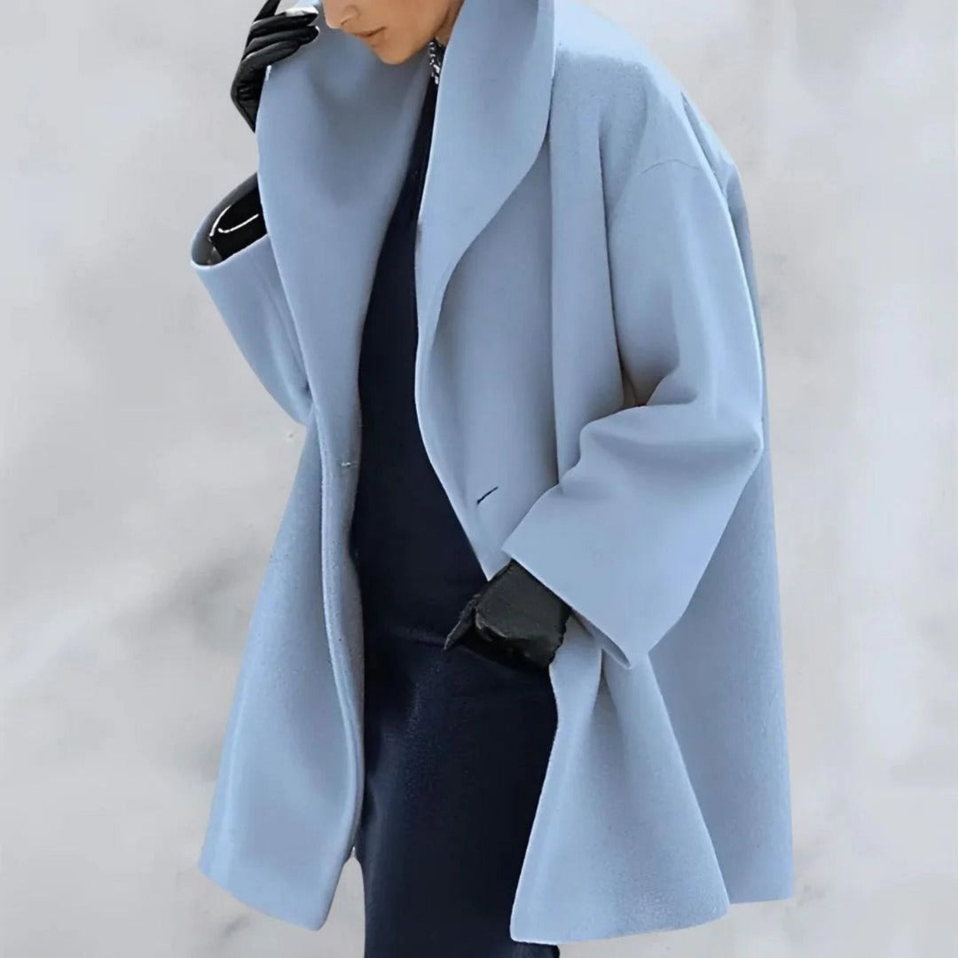 Womens Long Winter Coat Wool Blend Button Closure