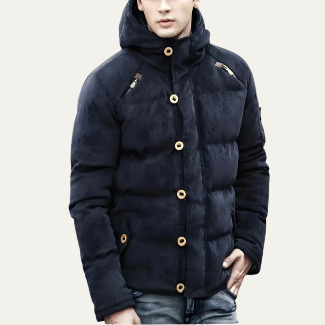 Mens Insulated Puffer Jacket Hooded Multi Pocket