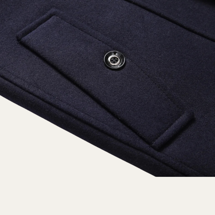 Mens Wool Blend Trench Coat with Lapel Collar Long Fit