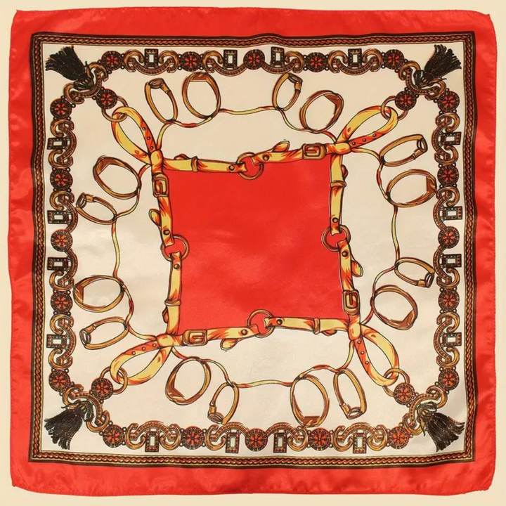 Womens Silk Head Scarf Chain Print Lightweight