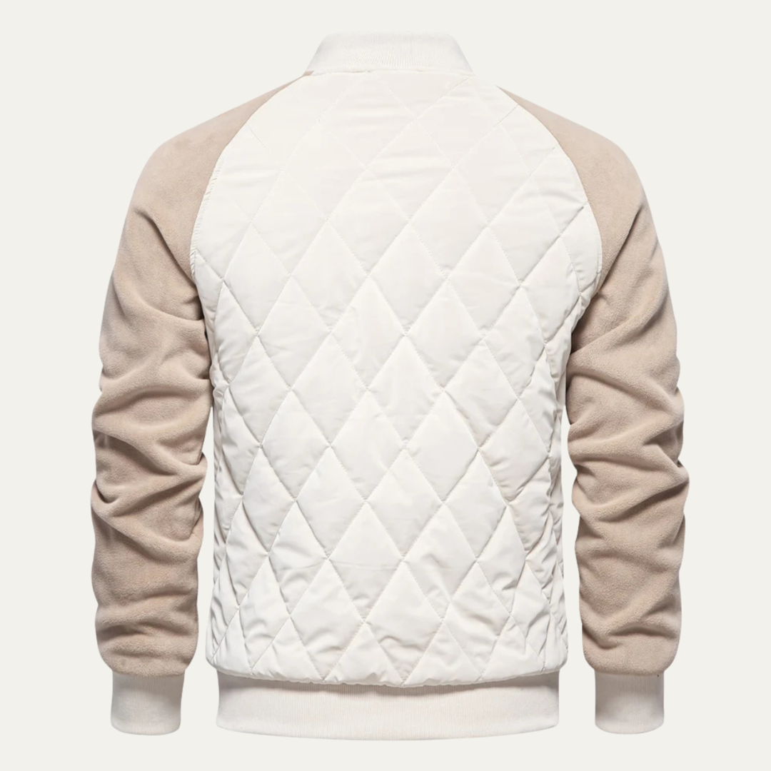 Mens Quilted Bomber Jacket Patchwork Casual Winter