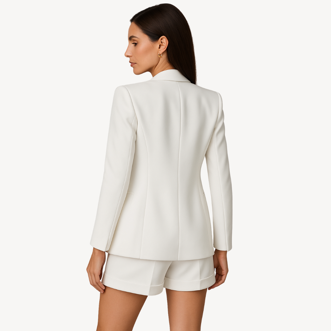 Womens Blazer and Shorts Set Polyester Casual Fit