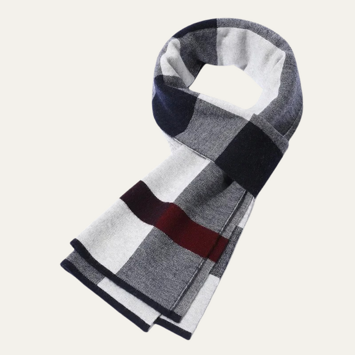 Mens Classic Knit Plaid Scarf Wool Blend