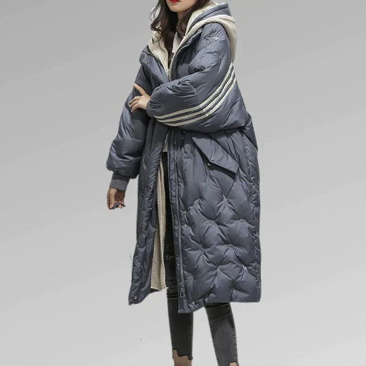 Womens Long Quilted Winter Coat Insulated Warm Fit