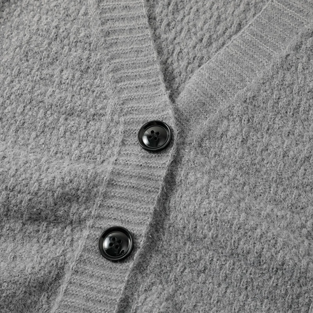 Mens Knitted Button-Up Cardigan Wool Blend Winter