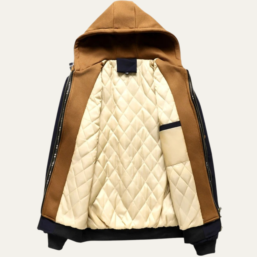 Mens Bomber Jacket Thick Fleece Hooded Winter Fit