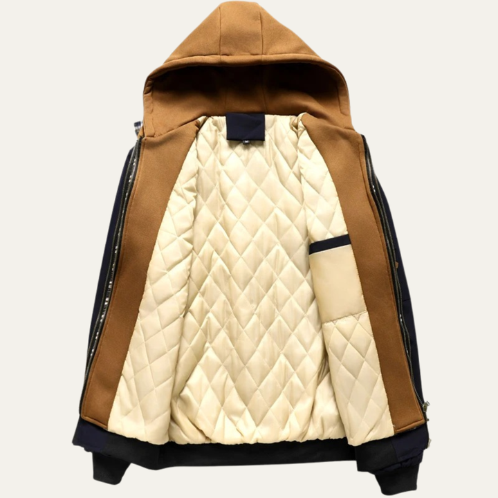 Mens Bomber Jacket Thick Fleece Hooded Winter Fit