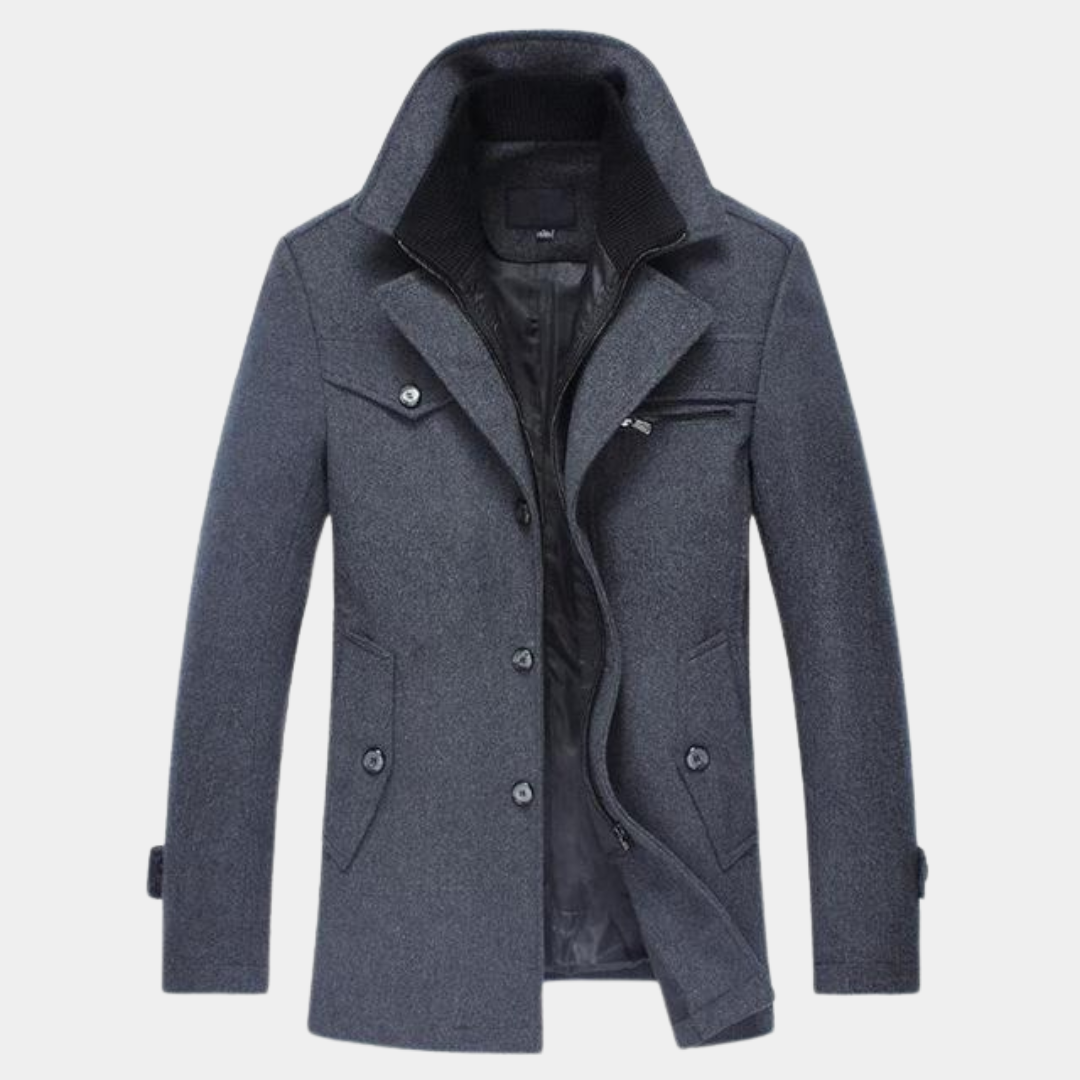 Mens Business Coat Wool Blend Classic Fit
