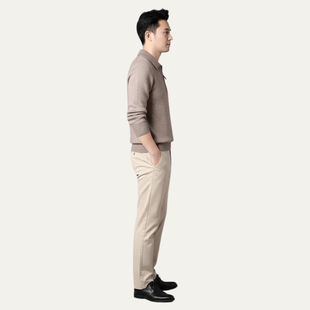 Mens Knit Sweater Tailored Fit Zip-Up
