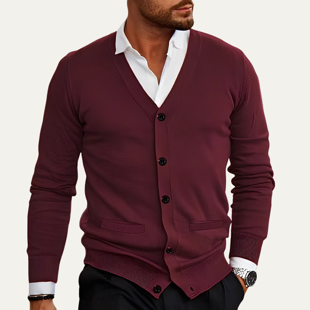 Mens Button Cardigan Fine Knit Classic Fit