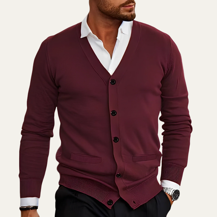 Mens Button Cardigan Fine Knit Classic Fit