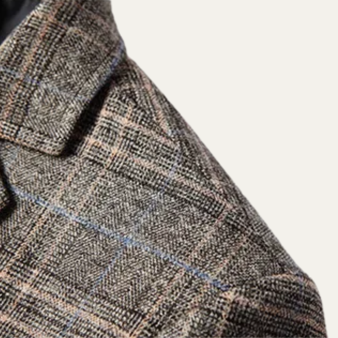 Mens Blazer Jacket Wool Checked Slim Fit