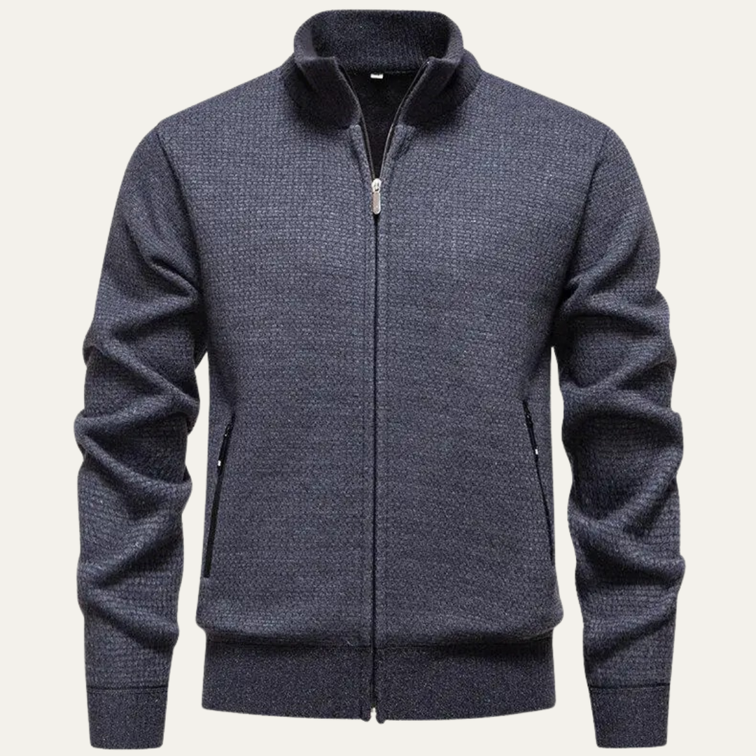 Mens Knitted Zip Cardigan Casual Stand Collar