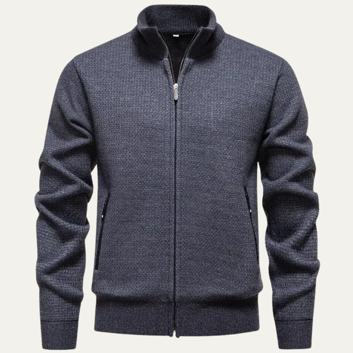 Mens Knitted Zip Cardigan Casual Stand Collar