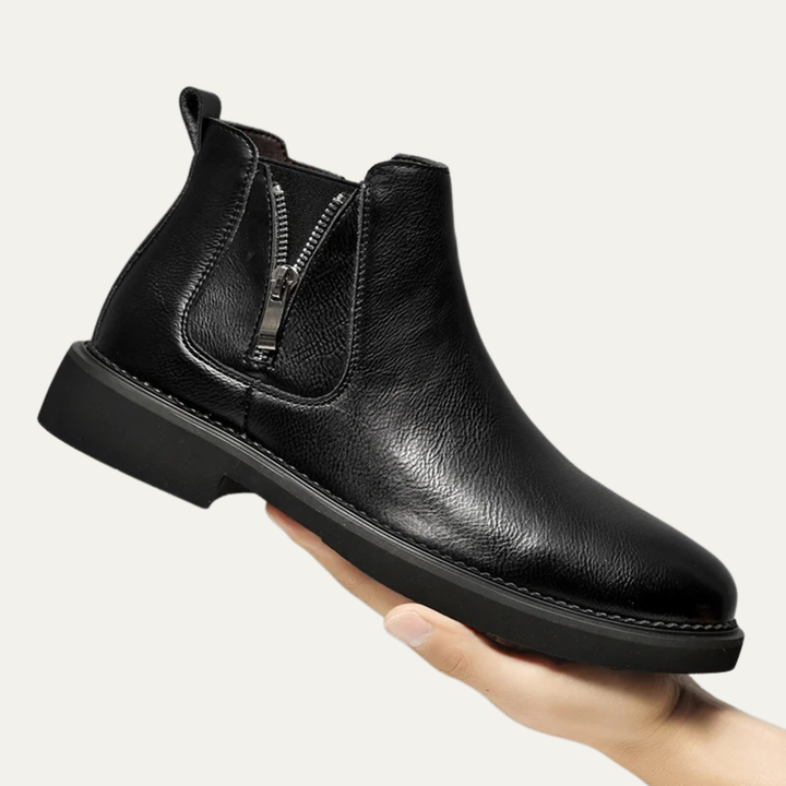Mens Leather Ankle Boots Classic Side Zip