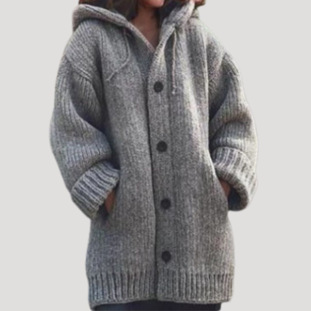Womens Hooded Cardigan Sweater Soft Relaxed Fit - BritishMode