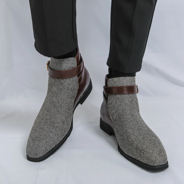 Mens Chelsea Boots Leather Buckle Modern Fit
