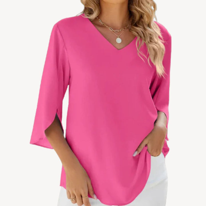 Womens V-Neck Blouse with Dolman Sleeve
